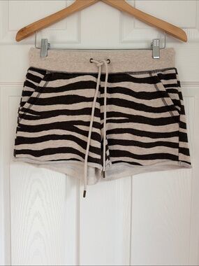 Michael Kors Beige and Black Zebra Print Athletic Shorts